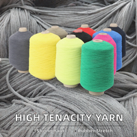 Fil doublement recouvert en caoutchouc/polyester texturé, teint, élastique, écologique et haute ténacité pour la couture de chaussettes et le tricot – Prix compétitif