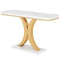 Table console étroite minimaliste moderne, plateau en pierre frittée imitation luxe léger avec base en bois massif, table d'entrée, table de couloir