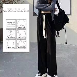 بنطلون نسائي صيفي واسع الساق بخصر مرتفع مطاطي وحبل للربط - Product Image 5