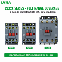 Contacteur CA triphasé tripolaire CJX2-2511 25A avec contact auxiliaire 1NO 1NC IEC 60947-4-1 CE CCC pour rail DIN, moteur, pompe, ascenseur