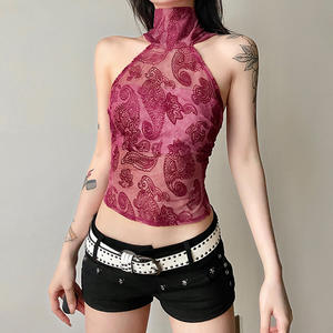 Jarretelles Sexy dos nu Royal <span class=keywords><strong>soeur</strong></span> sans manches polyvalent court débardeur sangle Sexy chemises femme <span class=keywords><strong>Blouse</strong></span> hauts courts - Product Image 2