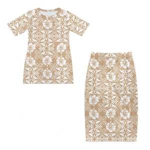 Conjuntos de vestidos personalizados Diseños de tatuajes polinesios Ropa hawaiana <span class=keywords><strong>tribal</strong></span> Polinesia Samoan Puletasi de estilo isleño de dos piezas para mujer - Product Image 4