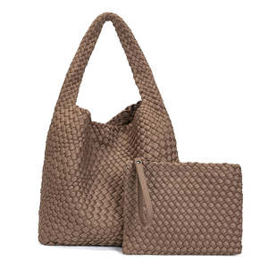 Ensemble de sacs à main tissés brun clair, design élégant, combinaison de sacs à bandoulière pour femmes au quotidien. - Product Image 5