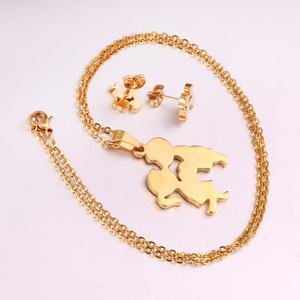 Conjunto de Joyería de Acero Inoxidable con Baño de Oro y Circonitas para Niño &amp; Pendientes y Collar de Moda para Mujer, Joyería de Cristal con Diseño Moderno - Product Image 2