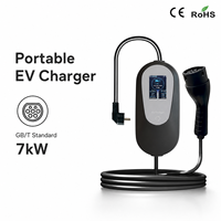 Chargeur de voiture portable 7 kW pour véhicules électriques, norme chinoise GB/T 220 V, étanche IP65, courant réglable, câble de charge EV à brancher à domicile