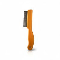 Peigne anti-puces à long manche en plastique durable, à dents courtes et denses en acier inoxydable, pour l'élimination des œufs de poux et des lentes, pour animaux de compagnie et usage domestique