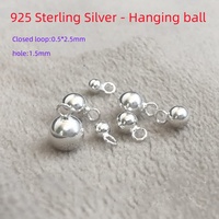 Solide 925 Sterling Silver 3-6mm Boule Ronde Perles Charmes Queue Chaîne Goutte Pendentif Suspendu pour DIY Boucles D'oreilles Fabrication de Bijoux Résultats