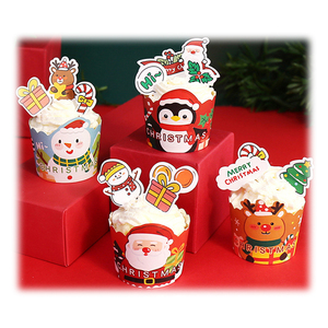 Bán Sỉ Miếng Lót Cupcake Thiết Kế Hoạt Hình Lễ Hội Giáng Sinh Cốc Nướng Bánh Muffin Dùng Một Lần Bên Trong Không Thấm Nước Và Chống Dầu - Product Image 1