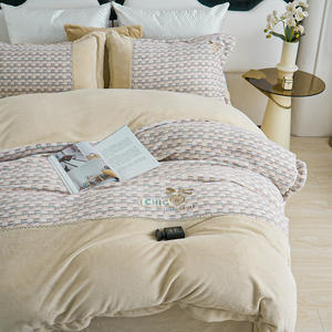 ชุดเครื่องนอนผ้าฟลีซนม Duo Xi Ai Mei Mian Kang 4 ชิ้น แบบสองด้าน ลายเซลล์ สำหรับใช้ในบ้าน ฤดูใบไม้ร่วง ฤดูหนาว แบบหนา - Product Image 2