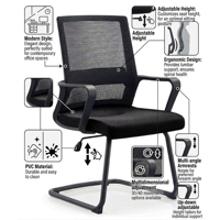 Chaise de direction ergonomique en maille non pivotante, base fixe, confortable, pour salle de réunion, directement de l'usine