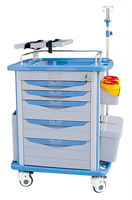 Chariot d'urgence en ABS Chariot de médecine d'anesthésie en plastique personnalisé Chariot médical Chariot de traitement d'urgence