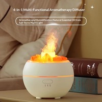 Nouveau diffuseur d'arômes USB en plastique pour la maison, humidificateur d'air grande capacité, diffuseur d'huiles essentielles à flamme réaliste avec fonction de minuterie