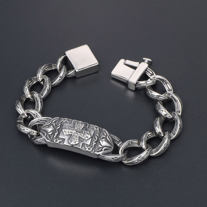 European American Men's <b>Cross</b> Bracelet Tibetan <b>Silver</b> Chain Hip Hop Jewelry Gift CE145 - Product Image 2