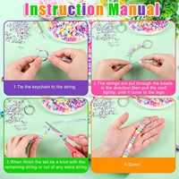 Kit de fabrication de porte-clés perlés DIY, perles acryliques colorées en forme de cœur et de lettres, accessoires de sac style bohème pour cadeau artisanal