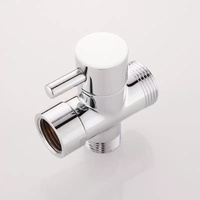 Offre Spéciale Chrome galvanoplastie 3 voies adaptateur en T pommeau de douche vanne de dérivation robinet à ouverture rapide vanne de Conversion accessoires de douche