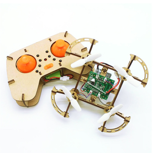 Science Toys Education Experiment Remote Control Aircraft Model Training Wooden Assembly DIY Quadcopter Drone