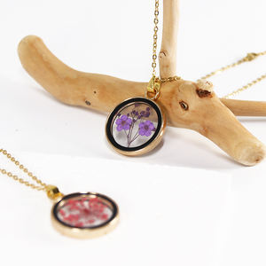 नई आगमन कोरियाई दौर जन्म फूल लटकन हंसली श्रृंखला ट्यूलिप चार पत्ती तिपतिया घास असली फूल हार - Product Image 4