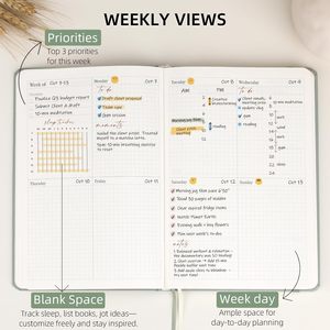 Quantité minimale de commande faible Comment créer un beau cahier d'exercices Journal de soins personnels Gestionnaire de projet pastel Grow & Gratitude Focus Planner Journal - Product Image 6