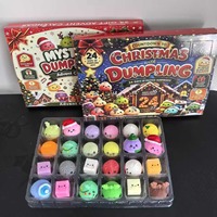 Calendrier de l'Avent de Noël 24 pièces Mini Jouets Squishy en forme de Ravioli Boîte Mystère Compte à Rebours Jouet Anti-Stress Vente en Gros