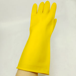 قفازات أمان صفراء ممتدة مقاومة للحرارة مرنة ذات ملمس ناعم من المطاط الطبيعي اللاتكس قابلة للتخصيص للتنظيف المنزلي - Product Image 3