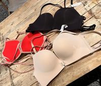 SUHE Soutien-gorge de sport une pièce sans couture, sexy, sans armatures, uni, respirant, push-up, à fermeture avant, coupe triangle, dos croisé fin tissé, style halter
