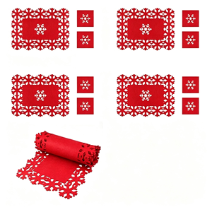 Ensemble de sets de table de Noël flocon de neige en non-tissé, chemin de table et sous-verres pour la décoration de table de Noël et de fêtes dans les hôtels - Product Image 3