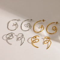 Boucles d'oreilles sophistiquées, imperméables, tendance, élégantes, spirales irrégulières, minimalistes, chic, mode, bijoux haut de gamme TGES9176