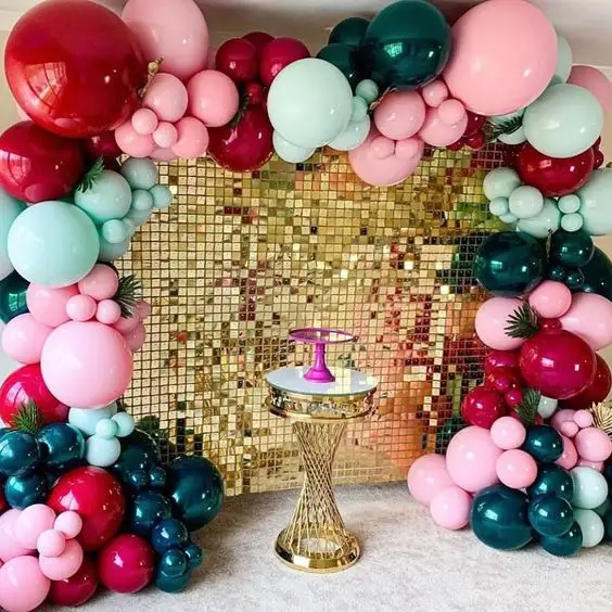 Espejo cuadrado brillante con lentejuelas doradas, decoración para boda