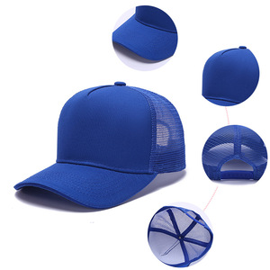 Gorra de béisbol de malla de 5 paneles de algodón al por mayor de fábrica, gorra trucker de color sólido con logotipo bordado e impresión - Product Image 3