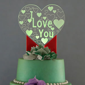 Personnalisez le design pour votre propre style avec un dessus <span class=keywords><strong>de</strong></span> gâteau en acrylique découpé au laser et des décorations <span class=keywords><strong>de</strong></span> gâteau éclairées pour le mariage - Product Image 5