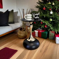 Table d'appoint de luxe moderne sur piétement, plateau en métal noir, table basse pour salon, appartement, décoration intérieure, durable et facile à assembler