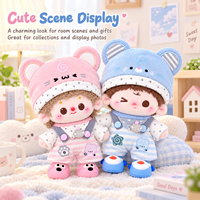 Vêtements de poupée en coton personnalisés de 10 cm et 20 cm, ensemble de remplacement de tenue avec chapeau à oreilles d'ours mignonnes pour poupée en peluche