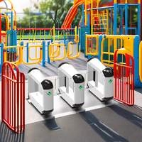 Tourniquet d'entrée sécurisé pour enfants avec lecteur d'empreintes digitales, RFID, monnayeur et lecteur de code QR, barrière pivotante pour parcs d'attractions et dessins animés