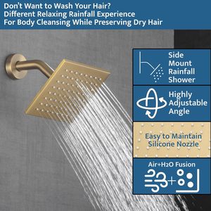 Système <span class=keywords><strong>de</strong></span> douche thermostatique ZHIYAN en laiton doré brossé avec bouton poussoir, mitigeur 2-en-1, pommeau <span class=keywords><strong>de</strong></span> douche mural et plafonnier <span class=keywords><strong>de</strong></span> 12 pouces - Product Image 3