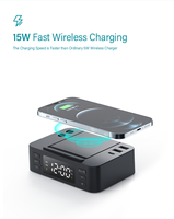 Chargeur sans fil pliable 15W 2026 avec double port USB, écran LED, réveil et fonction snooze – Modèle RYS-F10 (Moule privé)