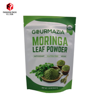 Sac de poudre à feuilles de MORINGA, 12OZ, 340G, finition mate, pour impression numérique, avec pochette pour debout