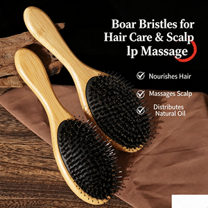 Cepillo de masaje para el cabello con cojín de aire de bambú natural OEM, peine profesional para desenredar y masajear el cuero cabelludo con púas de nailon y cerdas de jabalí - Product Image 5