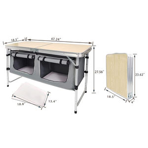 Ensemble de table pliante légère pour cuisine, pique-nique et camping avec pieds réglables et sac de rangement en tissu - Product Image 1