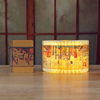 Idées de cadeaux de Noël : Lampe LED miniature en bois pliable rechargeable en forme de livre, éclairage d'ambiance de style chinois, veilleuse de chevet
