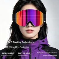 Masque de ski/snowboard professionnel à lentilles interchangeables magnétiques UV400, anti-buée, coupe-vent, double couche, étanche, OTG, vision large