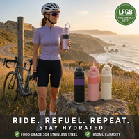 Bouteille d'eau en acier inoxydable à double paroi 650 ml, isolation interne 304, gourde sportive avec couvercle rabattable et boucle de transport