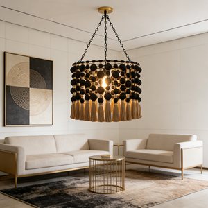 Decoración de Pared <span class=keywords><strong>Boho</strong></span> <span class=keywords><strong>Chic</strong></span> con Borlas Tejidas, Lámpara de Macramé, Adorno Colgante para Sala de Estar, Dormitorio, Airbnb - Product Image 1