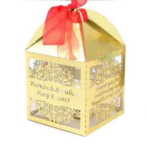 Butterfly Favour Box with Ribbon For Wedding Party Gift Sweet GOLD YELLOW 74B-3