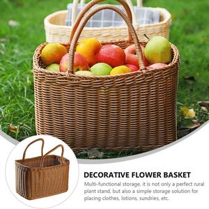 Panier à linge pliable mural en bambou, panier à dessert, paniers en osier faits sur mesure, jardinage, forme ronde bohème, en herbe de mer - Product Image 3