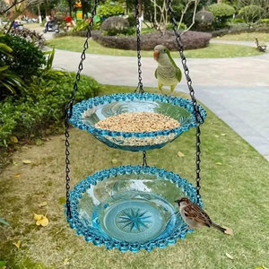 Hanging Bird Feeder Birdbath Garden Decoration <strong>Hummingbird</strong> Feeder Bowl Outdoor Flower Design Bird Water Dish Bird Feeder Tool - Product Image 1