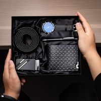 Coffret cadeau d'affaires pour la Saint-Valentin, montre pour homme, lunettes de soleil, ceinture, portefeuille, coffret cadeau de Noël, coffret montre à quartz pour homme