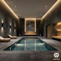 Dalle en pierre frittée gris foncé 6 mm 1200x2800 mm, surface polie résistante aux acides, design moderne, carrelage de sol pour salle de bain