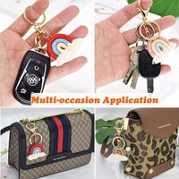Macramé arc-en-ciel porte-clés à la mode à la main géométrique gland porte-clés Boho breloque sac voiture accessoires pour femmes fille porte-clés