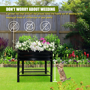 JH-Mech Lit <span class=keywords><strong>de</strong></span> <span class=keywords><strong>jardin</strong></span> surélevé sur roues Facile à assembler Grand lit carré en métal pour plantes d'extérieur - Product Image 3