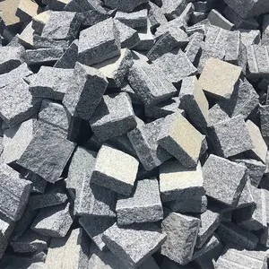 G654 batu granit hitam batu Paving luar ruangan batu jalan mobil batu Paving murah